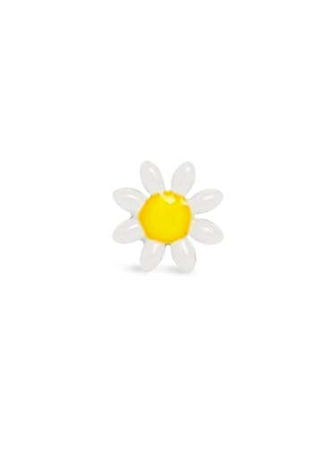 SINGULARU - Einzelner Ohrring White Daisy May. Edelstahl mit 18 kt Goldbeschichtung. Schmuck für Damen von SINGULARU