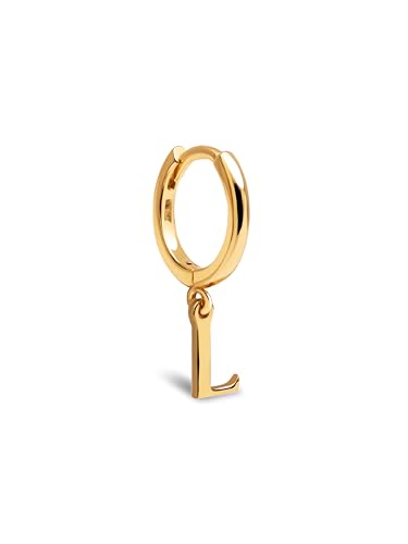 SINGULARU - Einzelner personalisierter Creolen-Ohrring Letter. Sterlingsilber mit 18 kt Goldbeschichtung. Schmuck für Damen. Buchstabe L von SINGULARU