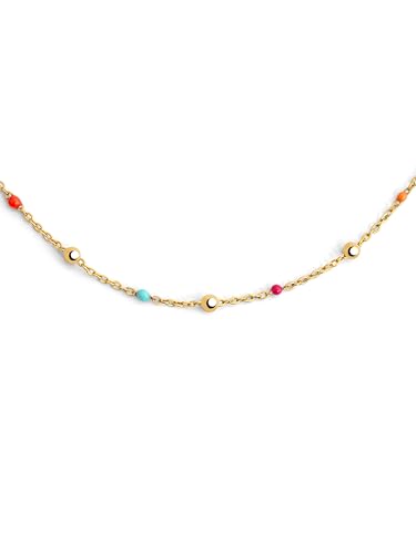 SINGULARU - Dots L Colors Enamel Halskette. Edelstahl mit 18 Kt Vergoldeter Beschichtung und Emaille. Schmuck für Damen. von SINGULARU