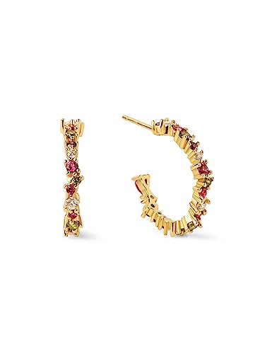 SINGULARU - Estellar Creolen. Sterlingsilber mit 18 Kt Vergoldeter Beschichtung und Zirkonia. Schmuck für Damen. von SINGULARU