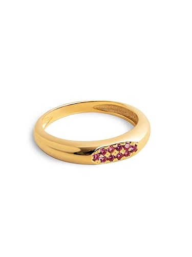 SINGULARU - Estellar Signet Raspberry - 925 Sterling Silber Ring mit 18 Kt Goldplattierung und Zirkonia - Damenschmuck - Verschiedene Größen und Ausführungen - Größe 10 von SINGULARU