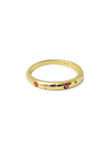 SINGULARU - Estellar Space Colors - 925 Sterling Silber Ring mit 18 Kt Goldplattierung und Zirkonia - Damenschmuck - Verschiedene Größen und Ausführungen - Größe 12 von SINGULARU