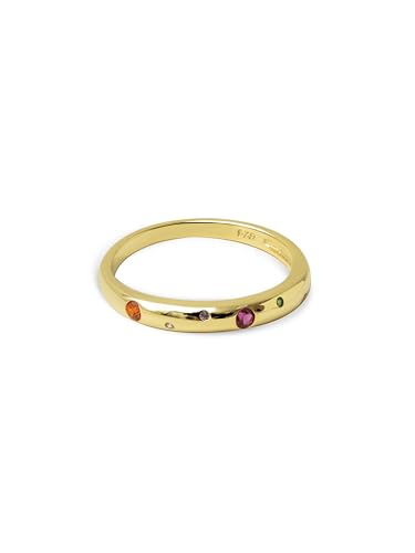 SINGULARU - Colors Space Ring. Sterlingsilber mit 18 Kt Vergoldeter Beschichtung und Zirkonia. Schmuck für Damen. Größe 14. von SINGULARU