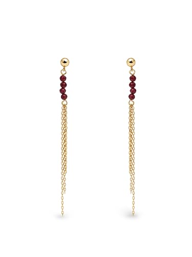 SINGULARU - Falling Fairy Granate Ohrringe. Messing mit 18 Kt Vergoldeter Beschichtung. Schmuck für Damen. von SINGULARU