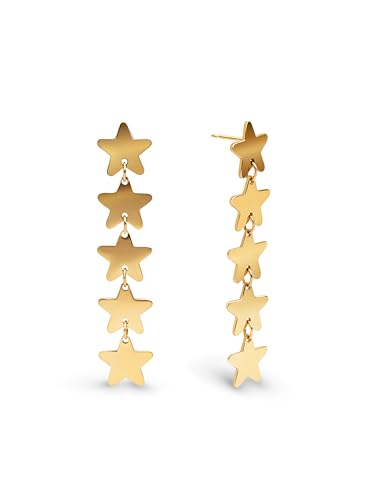 SINGULARU - Five Stars Ohrringe. Edelstahl mit 18 Kt Vergoldeter Beschichtung. Schmuck für Damen. von SINGULARU