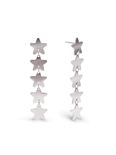 SINGULARU - Five Stars Ohrringe. Edelstahl mit silberfarbener Beschichtung. Schmuck für Damen. von SINGULARU