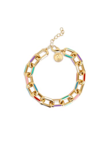 SINGULARU - Link Rainbow Enamel Armband. Messing mit 18 Kt Vergoldeter Beschichtung und Emaille. Schmuck für Damen. von SINGULARU