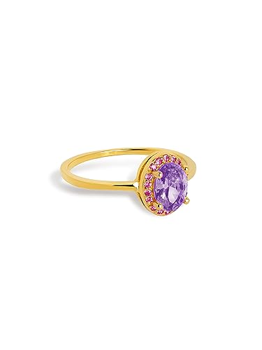 SINGULARU - Grape Colors Ring. Sterlingsilber mit 18 Kt Vergoldeter Beschichtung und Zirkonia. Schmuck für Damen. Größe 18. von SINGULARU