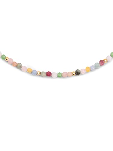 SINGULARU - Altea Colors Halskette. Edelstahl mit 18 Kt Vergoldeter Beschichtung und Naturstein. Schmuck für Damen. von SINGULARU