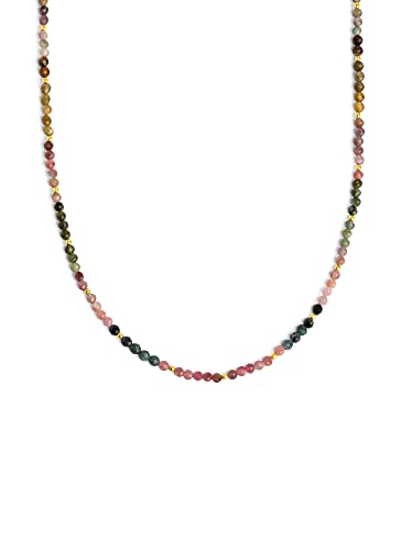 SINGULARU - Altea Dots Tourmaline Syra Halskette. Edelstahl mit 18 Kt Vergoldeter Beschichtung und Naturstein. Schmuck für Damen. von SINGULARU