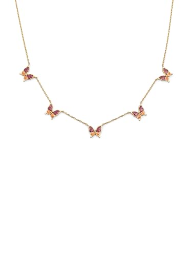 SINGULARU - Halskette Butterfly Rose. Messing mit 18K vergoldung und Emaille. Schmuck für Damen. SINGULARU - Halskette Butterfly Rose. Messing mit 18K vergoldung und Emaille. Schmuck für Damen. von SINGULARU