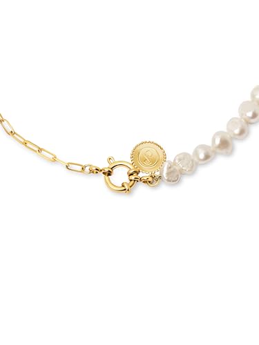 SINGULARU - Chic Pearl Halskette. Edelstahl mit 18 Kt Vergoldeter Beschichtung und Zuchtperle. Schmuck für Damen. von SINGULARU