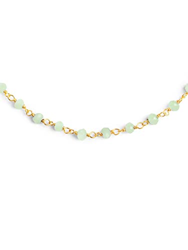 SINGULARU - Halskette Crystals Jade Gold - Anhänger in 925 Sterlingsilber mit 18kt Vergoldung - Kette Einheitsgröße - Damenschmuck - Verschiedene Finishes von SINGULARU