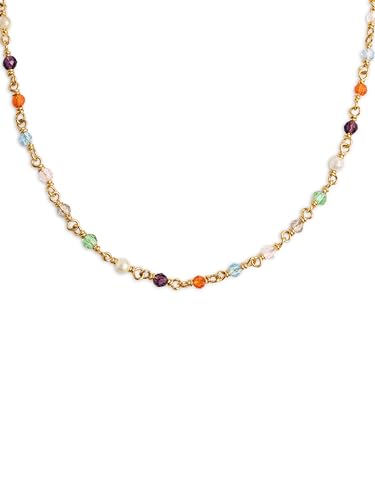 SINGULARU - Mini Crystals Colors Halskette. Sterlingsilber mit 18 Kt Vergoldeter Beschichtung. Schmuck für Damen. von SINGULARU