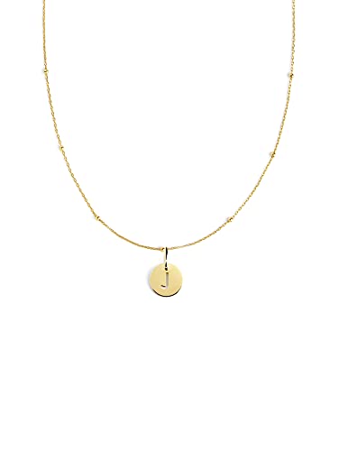 SINGULARU - Mini Medallion Halskette. Sterlingsilber mit 18 Kt Vergoldeter Beschichtung. Schmuck für Damen. Buchstabe J. von SINGULARU