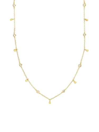 SINGULARU - Halskette Mini Spark Drop Gold - Anhänger in 925 Sterlingsilber mit 18kt Vergoldung - Kette Einheitsgröße - Damenschmuck - Verschiedene Finishes von SINGULARU