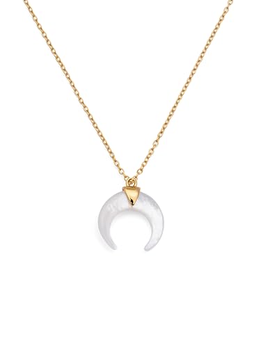 SINGULARU - Halskette Moonset Nacre. Sterlingsilber mit 18 Kt Gold-Beschichtung und Perlmutt. Schmuck für Damen. SINGULARU - Halskette Moonset Nacre. Sterlingsilber mit 18 Kt Gold-Beschichtung und Perlmutt. Schmuck für Damen. von SINGULARU