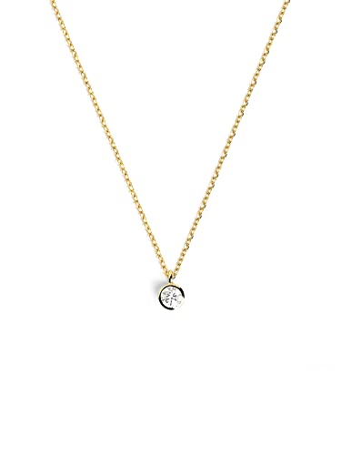 SINGULARU - Single Spark Halskette. Sterlingsilber mit 18 Kt Vergoldeter Beschichtung und Zirkonia. Schmuck für Damen. von SINGULARU