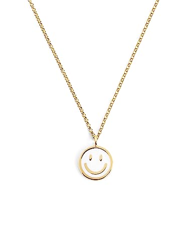 SINGULARU - Halskette Smiley Sky Enamel - 18 Kt vergoldeter Messing-Anhänger - Leichte One Size 40 cm Kette mit 5 cm Verlängerung - Damenschmuck - Made in Europe von SINGULARU