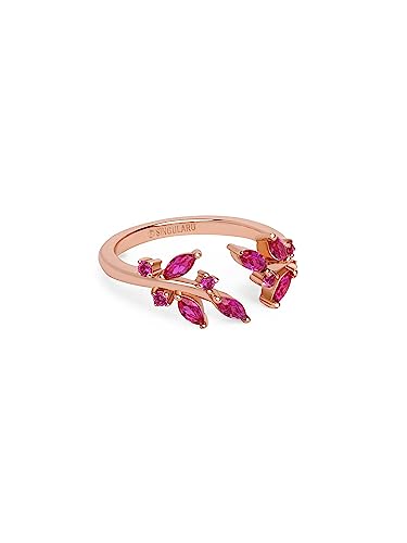SINGULARU - Buganvilla Raspberry Ring. Sterlingsilber mit 18 Kt Rosévergoldung und Zirkonia. Schmuck für Damen. von SINGULARU