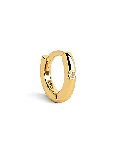 SINGULARU - Einzelner Creolen-Ohrring Klein Spark M. Sterlingsilber mit 18 kt Goldbeschichtung und Zirkonia. Schmuck für Damen. von SINGULARU