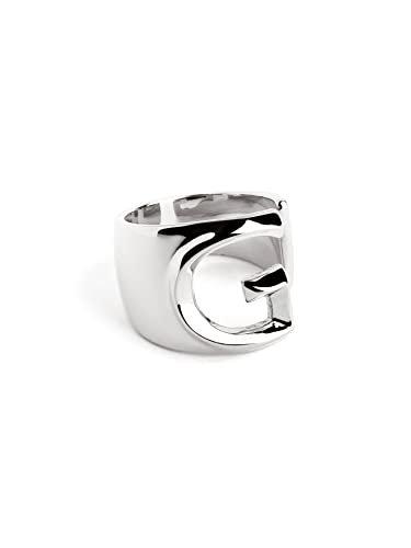 SINGULARU - Letter Signet Personalisierter Ring. Messing mit Rhodium-Beschichtung. Schmuck für Damen. Buchstabe G. von SINGULARU