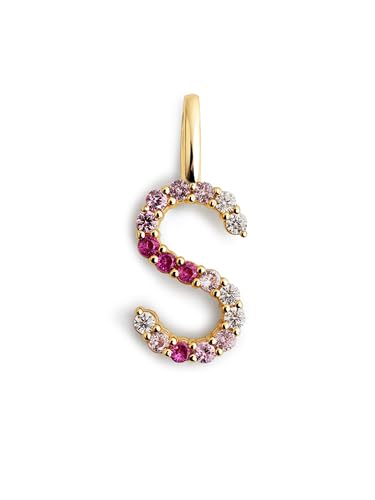 SINGULARU - Letter Spark Sakura Charm. Sterlingsilber mit 18 Kt Vergoldeter Beschichtung und Zirkonia. Schmuck für Damen. Buchstabe S. von SINGULARU