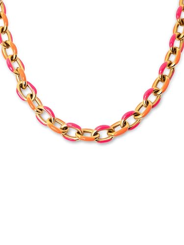 SINGULARU - Link Tropical Halskette. Edelstahl mit 18 Kt Vergoldeter Beschichtung. Schmuck für Damen. von SINGULARU