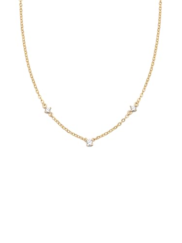 SINGULARU - Lira Halskette. Messing mit 18 Kt Goldbeschichtung und Zirkonia. Schmuck für Damen von SINGULARU