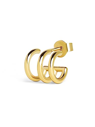 SINGULARU - Einzelner Creolen-Ohrring Trio. Sterlingsilber mit 18 kt Goldbeschichtung. Schmuck für Damen von SINGULARU