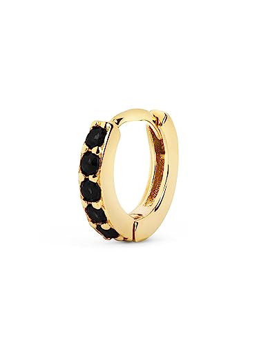 SINGULARU - Einzelner Creolen-Ohrring Cleo M Black. Sterlingsilber mit 18 kt Goldbeschichtung. Schmuck für Damen von SINGULARU