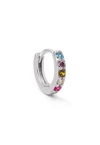 SINGULARU - Einzelner Creolen-Ohrring Cleo M Colors. Sterlingsilber mit Rhodium-Beschichtung. Schmuck für Damen von SINGULARU