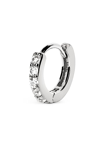 SINGULARU - Einzelner Creolen-Ohrring Cleo M. Sterlingsilber mit Rhodium-Beschichtung und Zirkonia. Schmuck für Damen. von SINGULARU