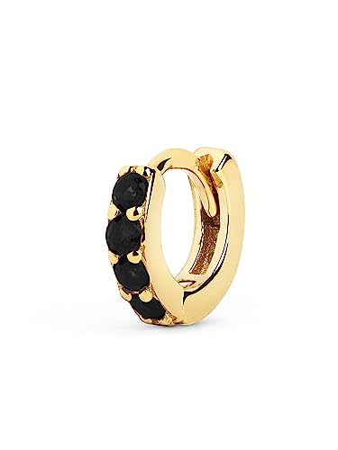 SINGULARU - Einzelner Creolen-Ohrring Cleo S Black. Sterlingsilber mit 18 kt Goldbeschichtung. Schmuck für Damen von SINGULARU