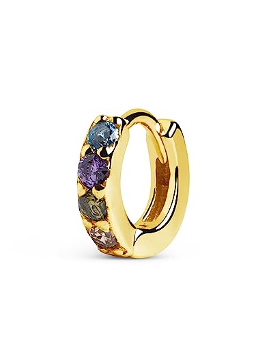 SINGULARU - Einzelner Creolen-Ohrring Cleo S Colors. Sterlingsilber mit 18 kt Goldbeschichtung. Schmuck für Damen von SINGULARU