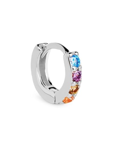 SINGULARU - Einzelner Creolen-Ohrring Cleo S Colors. Sterlingsilber mit Rhodium-Beschichtung. Schmuck für Damen. von SINGULARU