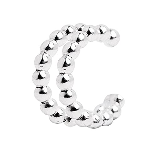 SINGULARU - Lockerer Ohrring Ear Cuff Double Dots Silber für Damen 925 Sterling Silber - Damenschmuck, Einheitsgröße, Silber Metall, Kein Edelstein von SINGULARU