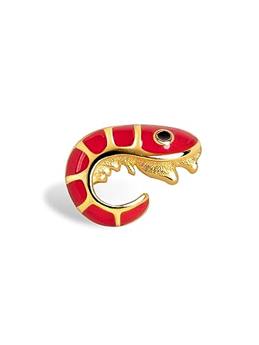 SINGULARU - Einzelner Ohrring Prawn Enamel. Messing mit 18 kt Goldbeschichtung und Emaille. Schmuck für Damen. von SINGULARU