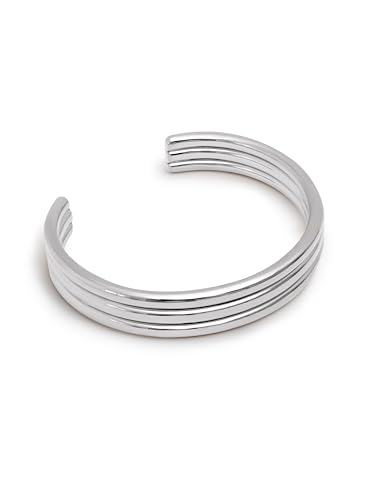 SINGULARU - Maxi Line Armreif. Edelstahl mit Silberfarbener Beschichtung. Schmuck für Damen. von SINGULARU