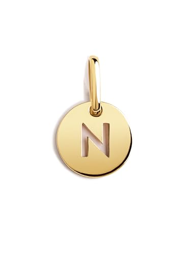 SINGULARU - Mini Medallion Letter. Sterlingsilber mit 18 Kt Vergoldung. Schmuck für Damen. Buchstabe N. von SINGULARU