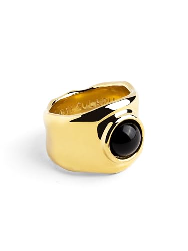 SINGULARU - My Onyx Ring. Messing mit 18 Kt Vergoldeter Beschichtung und Naturstein. Schmuck für Damen. Größe 12. von SINGULARU
