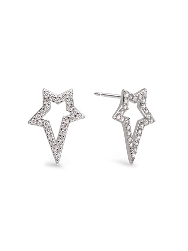 SINGULARU - My Star Ohrringe. Sterlingsilber mit Rhodium-Beschichtung und Zirkonia. Schmuck für Damen. von SINGULARU