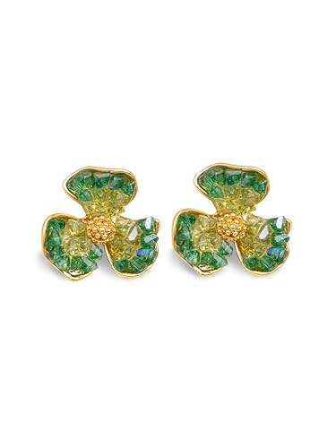 SINGULARU - Clover Ohrringe. Messing mit 18 Kt Vergoldeter Beschichtung und Kristalle. Schmuck für Damen. von SINGULARU
