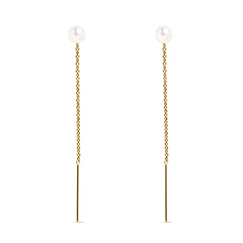 SINGULARU - Falling Pearl Ohrringe. Sterlingsilber mit 18 Kt Vergoldeter Beschichtung und Zuchtperle. Schmuck für Damen. von SINGULARU