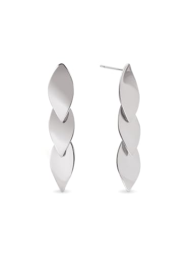 SINGULARU - Ohrringe Leaves. Messing mit Rhodiumbeschichtung. Schmuck für Damen von SINGULARU
