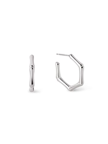 SINGULARU - Mini Bamboo Creolen. Edelstahl mit silberfarbener Beschichtung. Schmuck für Damen. von SINGULARU