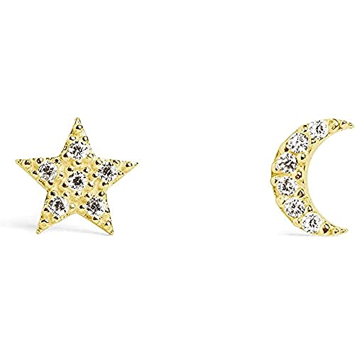SINGULARU - Moon & Star Ohrringe. Sterlingsilber mit 18 Kt Vergoldeter Beschichtung. Schmuck für Damen. von SINGULARU