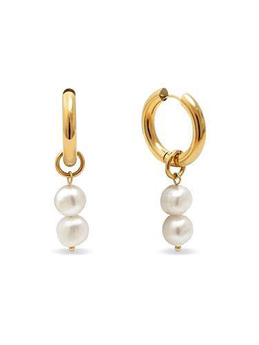 SINGULARU - Ohrringe Perlchen. Edelstahl mit 18K vergoldung und Zuchtperle. Schmuck für Damen. von SINGULARU