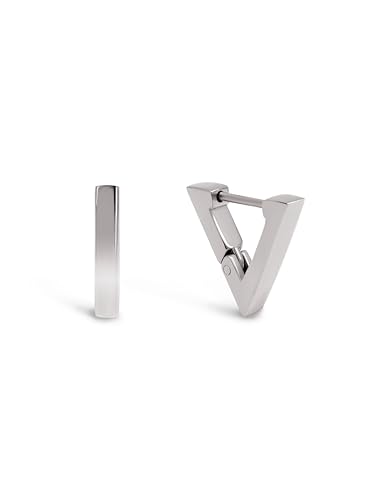 SINGULARU - Pyramiden Ohrringe. Edelstahl mit silberfarbener Beschichtung. Schmuck für Damen. von SINGULARU