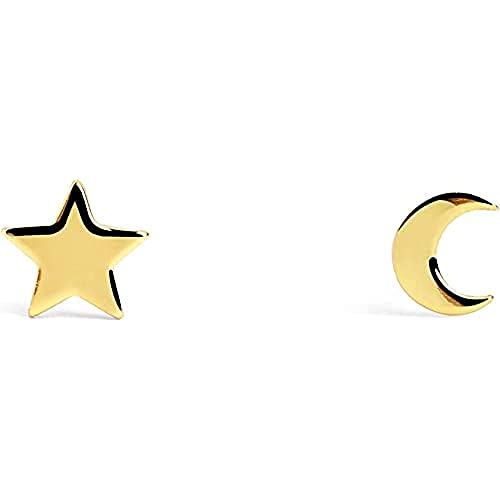 SINGULARU - Ohrringe Simple Moon & Star Gold - Ohrringe in 925 Sterlingsilber mit 18kt Vergoldung - Ohrringe Bolzenverschluss und Ohrsteckerverschluss - Damenschmuck von SINGULARU